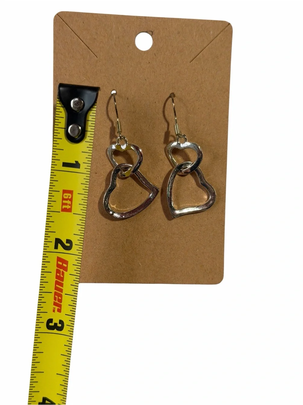 Silver Double Heart Dangle Earrings - Women Jewelry
